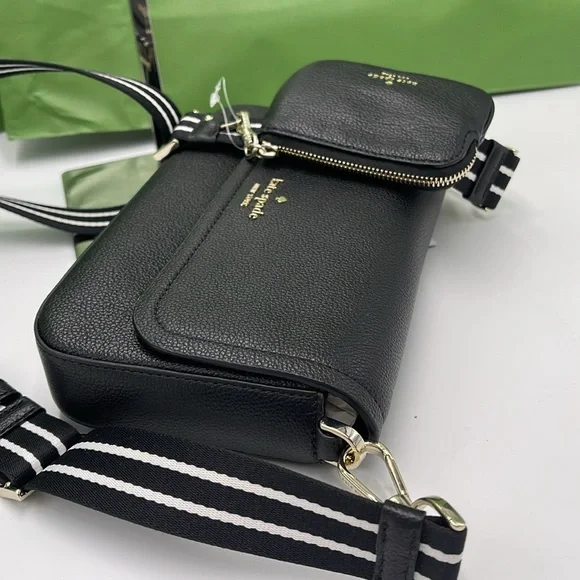 KATE SPADE Rosie Pebble Leather Small Flap Crossbody Black NWT - Picture 8 of 16